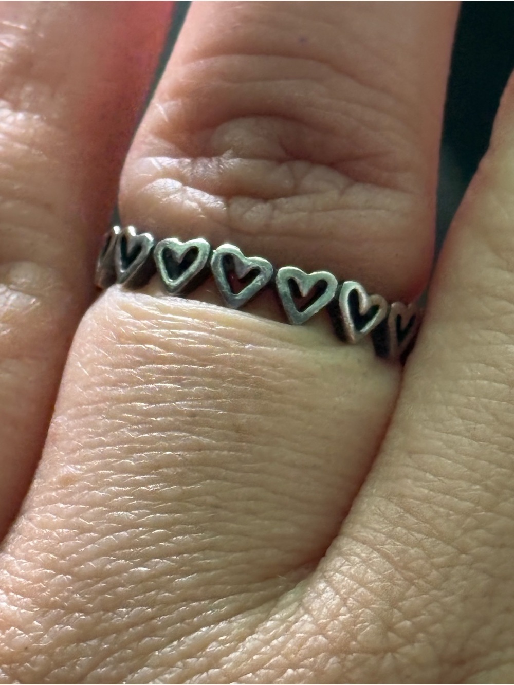 Pandora Silver Heart Link Stackable Ring